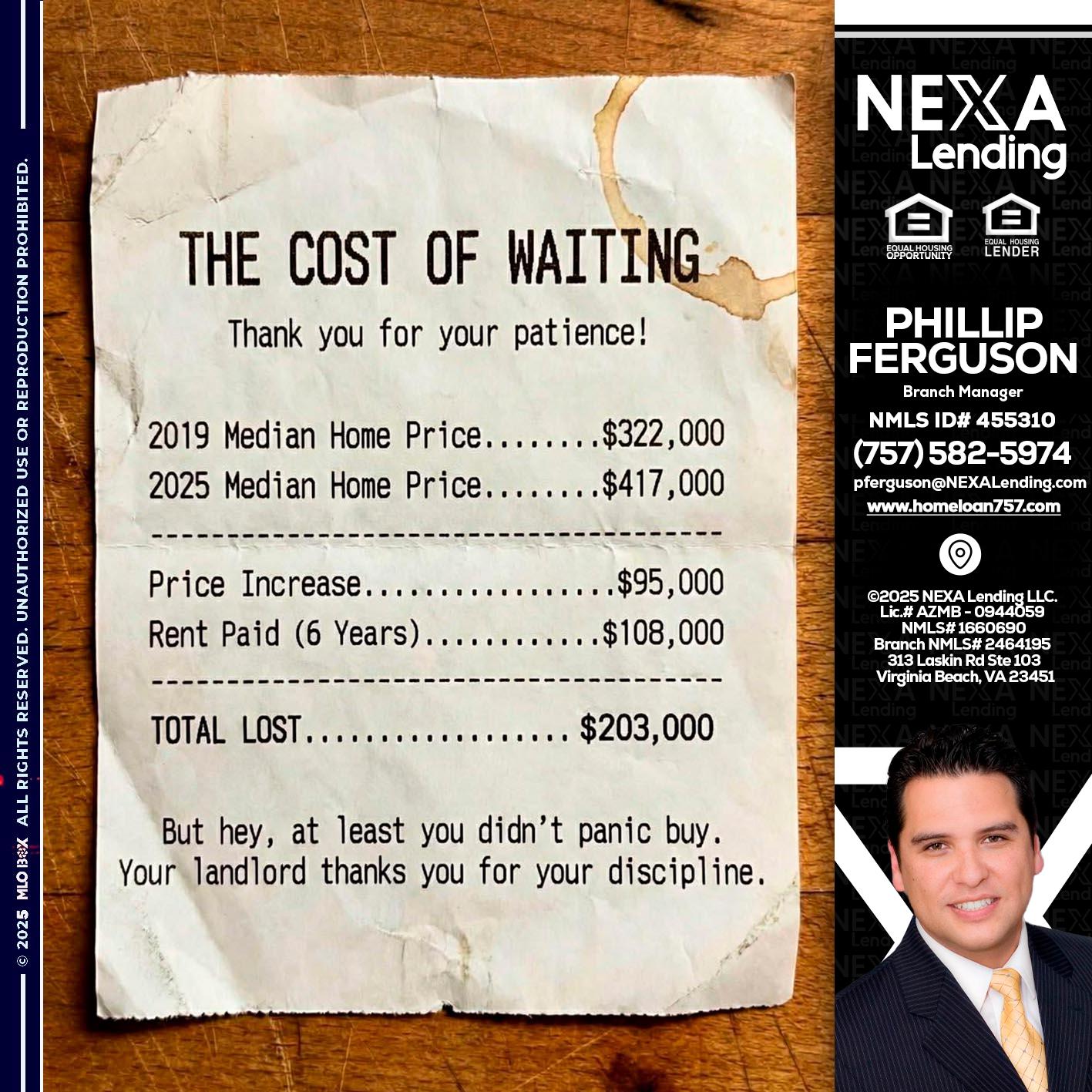 THE COST OF WAITING - Phillip Ferguson -Branch Manager