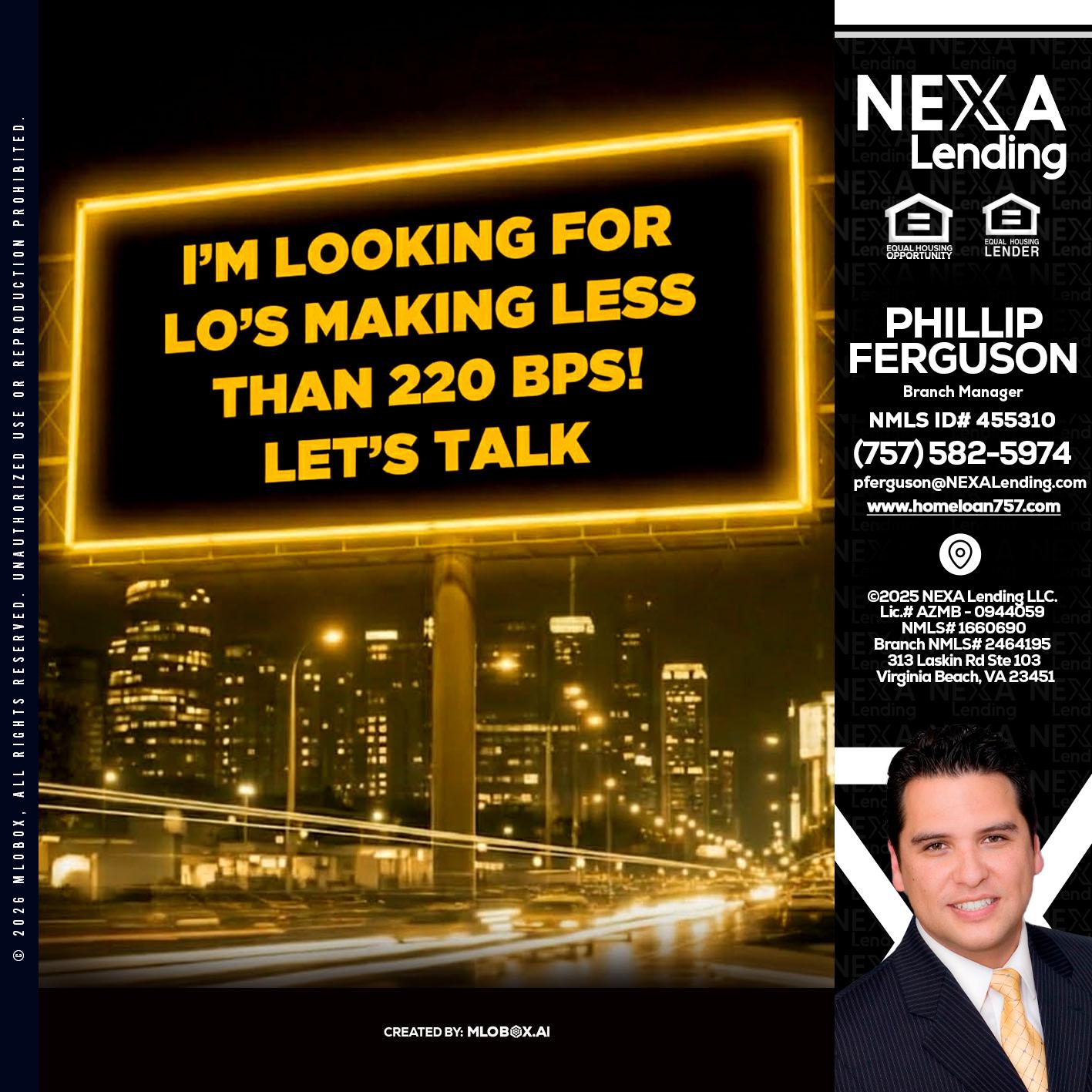 Looking for MLOs - Phillip Ferguson -Branch Manager