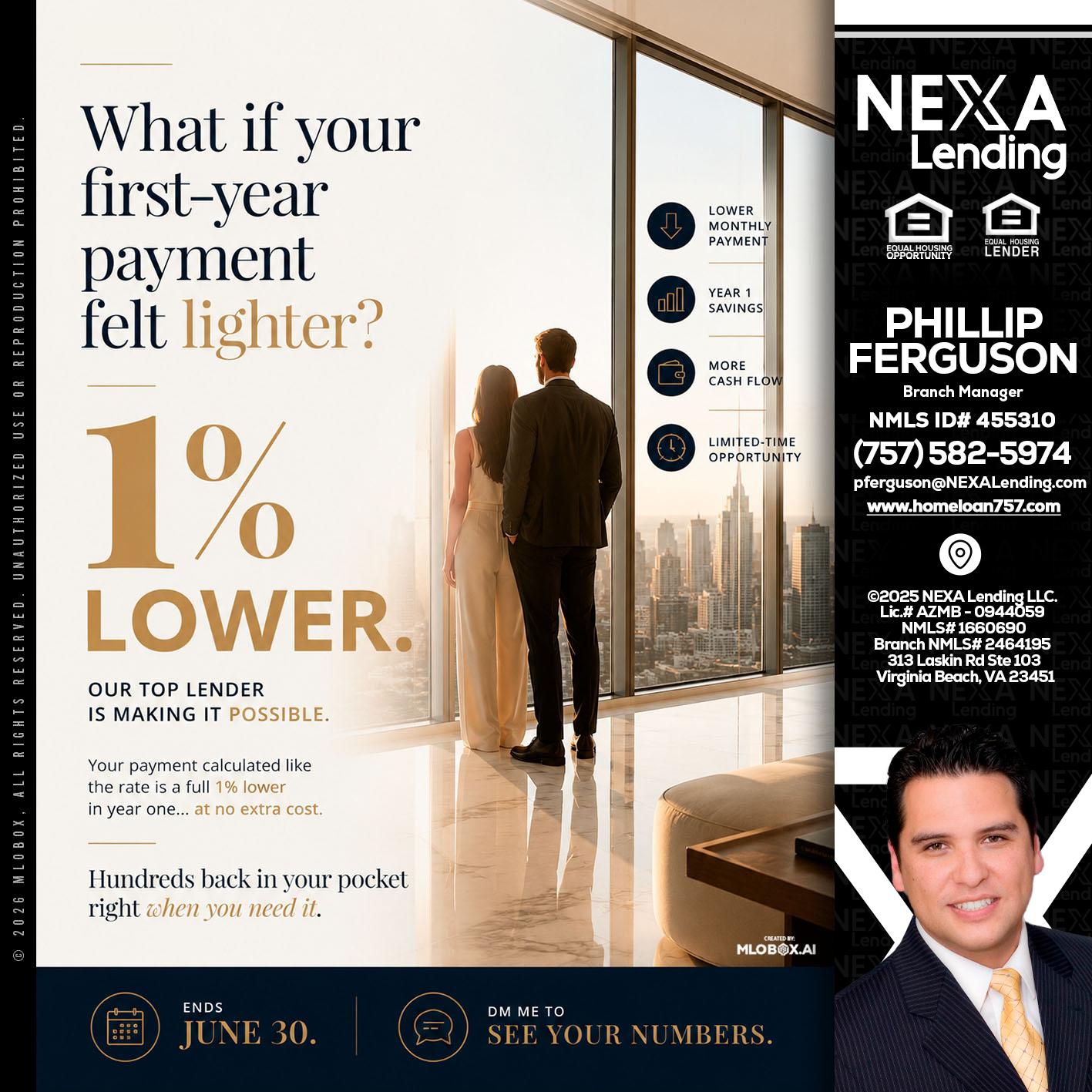 1% lower - Phillip Ferguson -Branch Manager