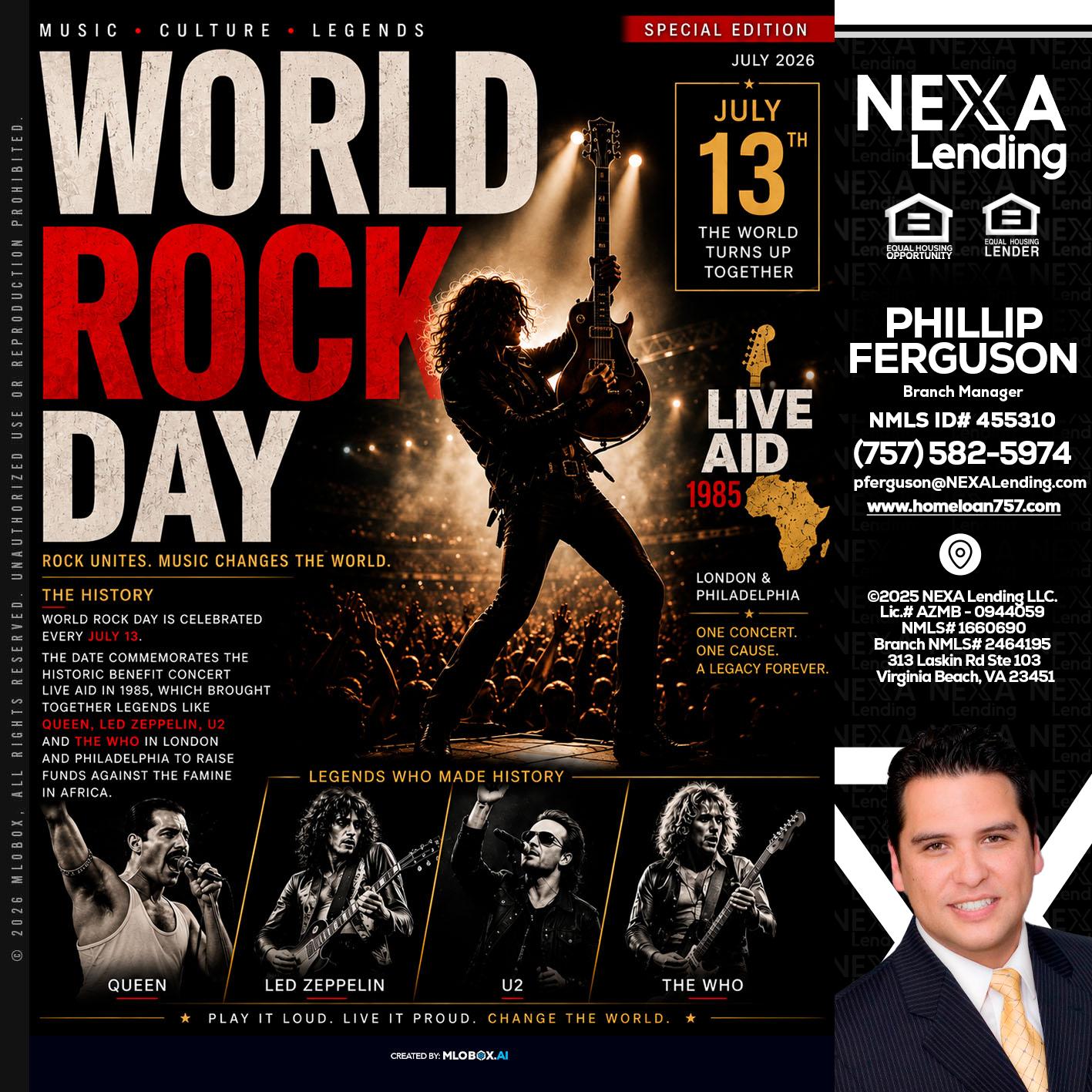 WORLD ROCK MUSIC DAY - Phillip Ferguson -Branch Manager