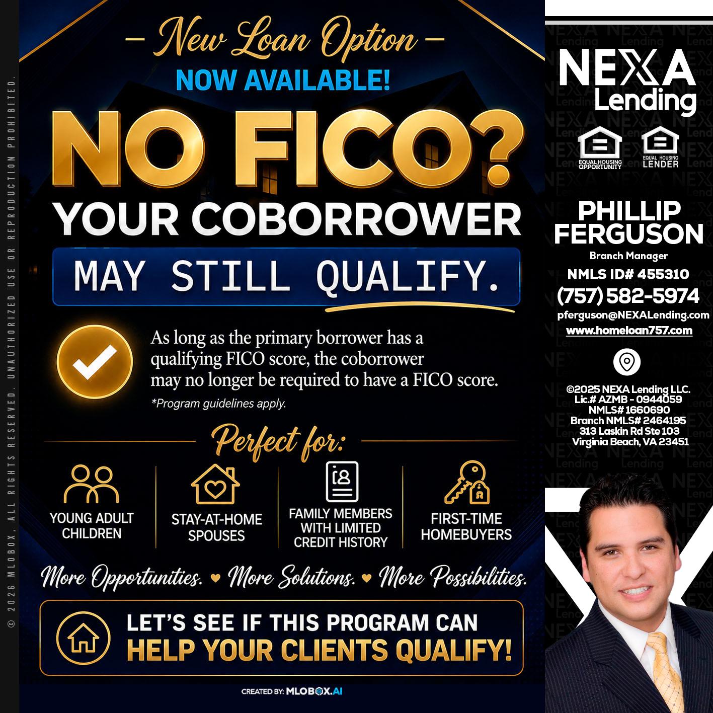 NO FICO - Phillip Ferguson -Branch Manager