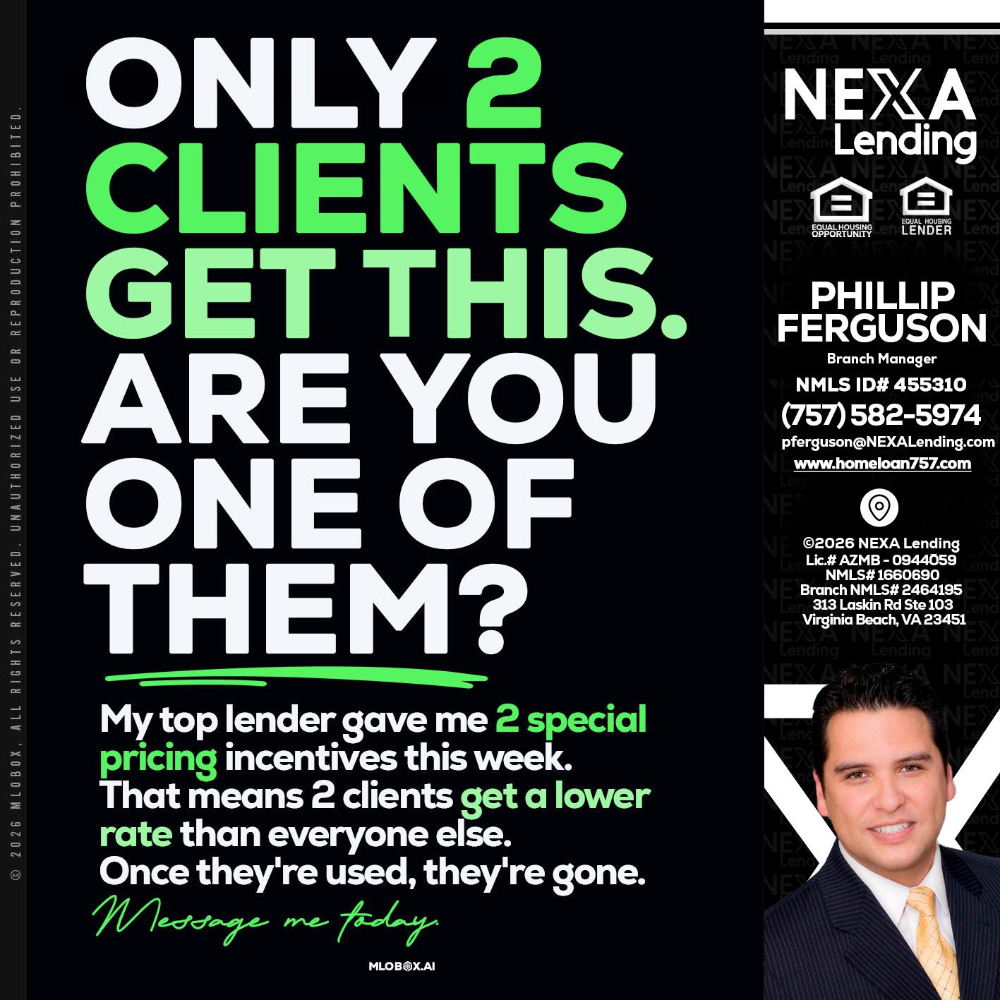 ONLY 2 CLIENTS - Phillip Ferguson -Branch Manager